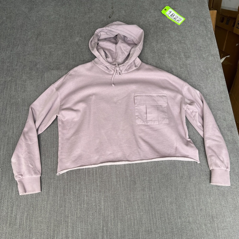 Urban Outfitters Cropped Hoodie Womens Small Mauve Pink Fleece Lined Raw Hem